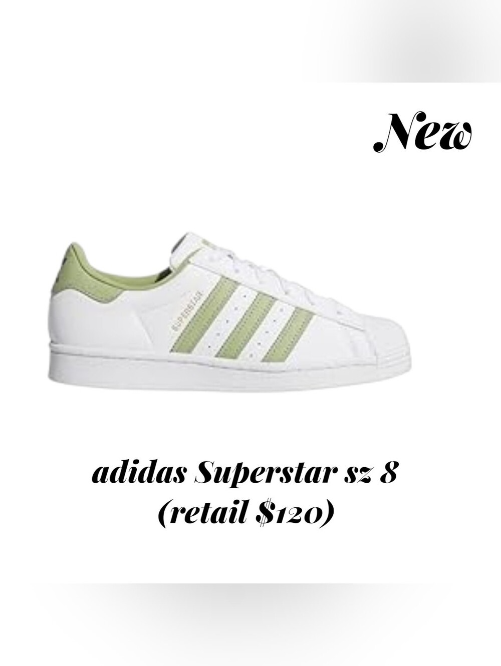 ❌adidas Superstar White Sneakers with Pale Green Accents